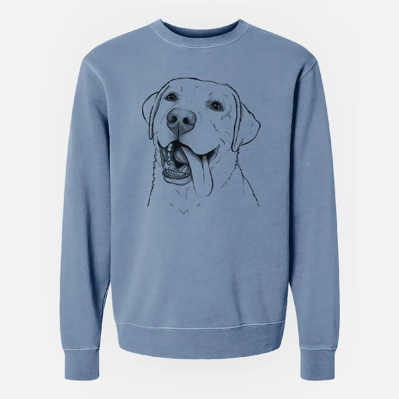 Bare Finn the Labrador Retriever - Unisex Pigment Dyed Crew Sweatshirt Hoodie with Button Placket Classic Preppy