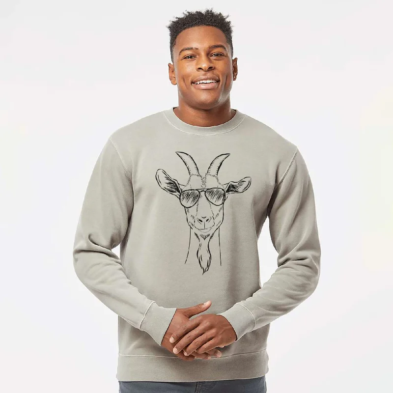 Aviator Gunnar the Goat - Unisex Pigment Dyed Crew Sweatshirt Hoodie with V-Neck Classic Versatile