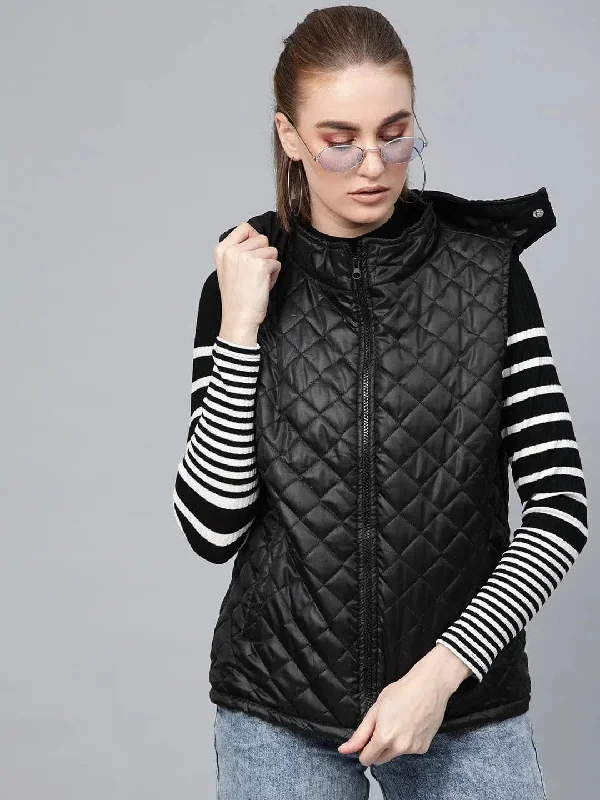 Women Solid Black Round Neck Sleeveless Jacket Rayon Jacket Velvet Jacket Corduroy Jacket
