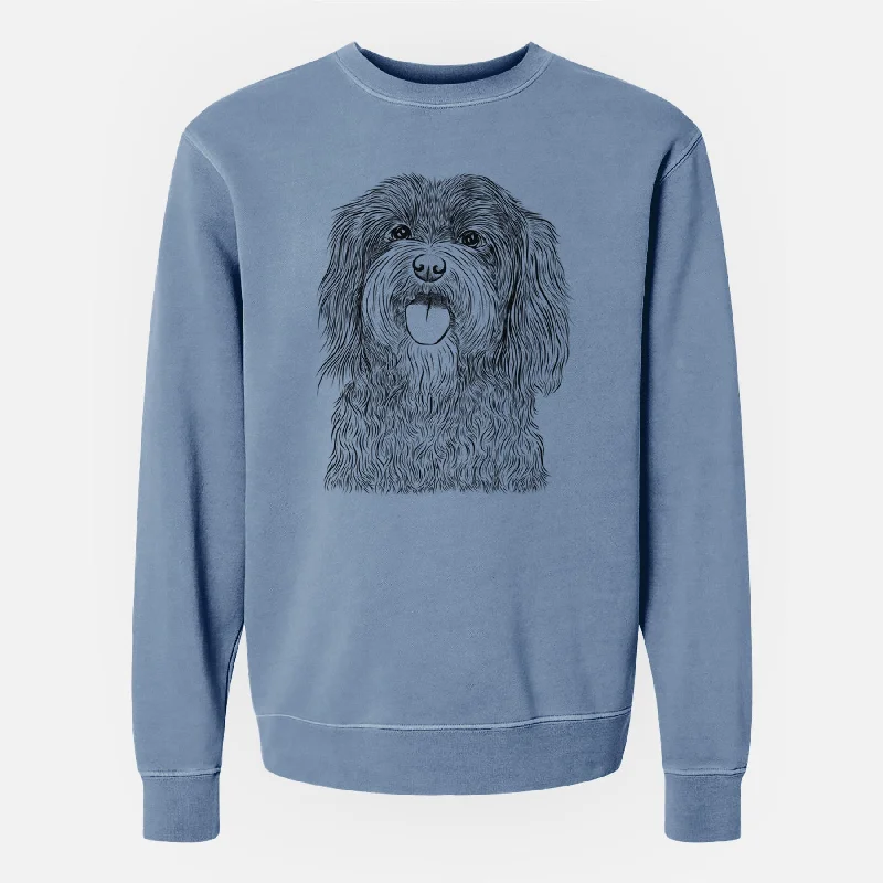 Bare Sophie the Havanese - Unisex Pigment Dyed Crew Sweatshirt Hoodie with Earth Tones Natural Calm