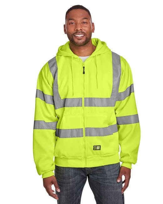 Men's Berne Hi-Vis Class 3 Lined Hooded Sweatshirt HVF021 Hoodie with Embroidery Detailed Premium