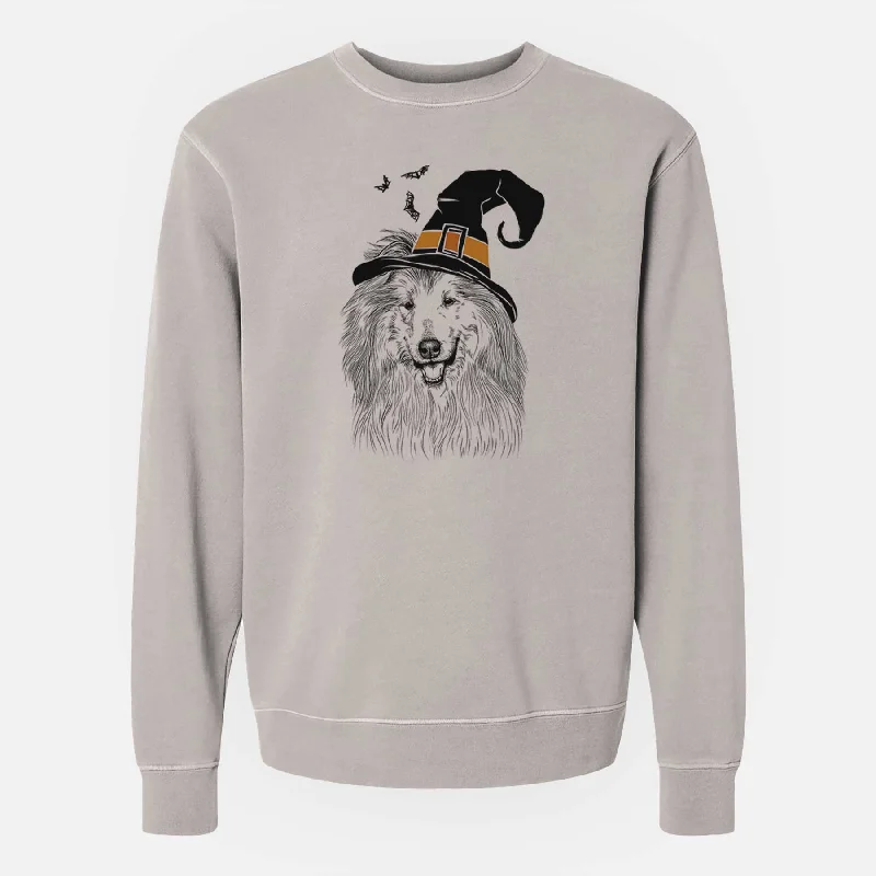 Witch Donnan the Rough Collie - Unisex Pigment Dyed Crew Sweatshirt Hoodie with High Neck Warm Protective