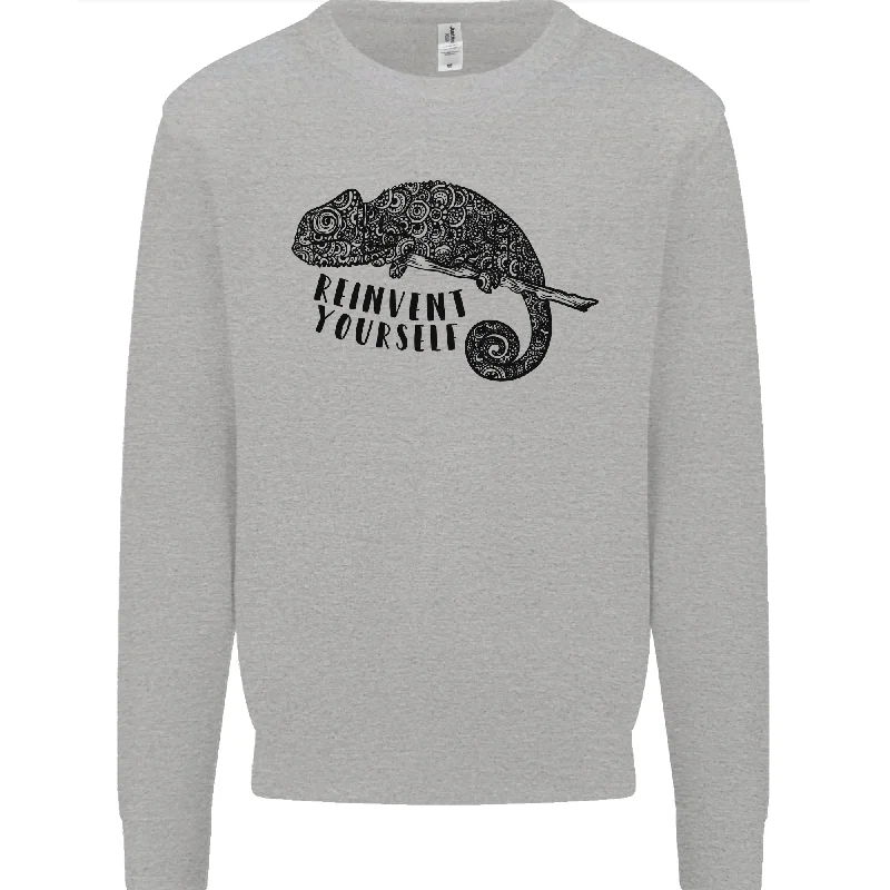 Chameleon Reinvent Yourself Mens Sweatshirt Jumper Hoodie with Mock Neck Collared Structured