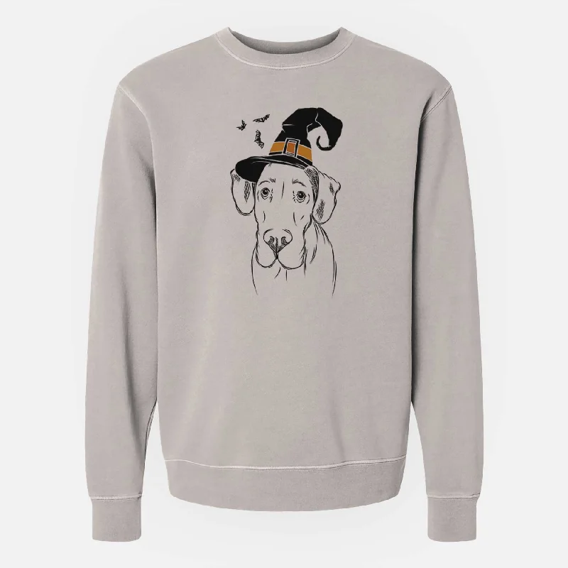 Witch Titus the Great Dane - Unisex Pigment Dyed Crew Sweatshirt Hoodie with Lace Feminine Delicate