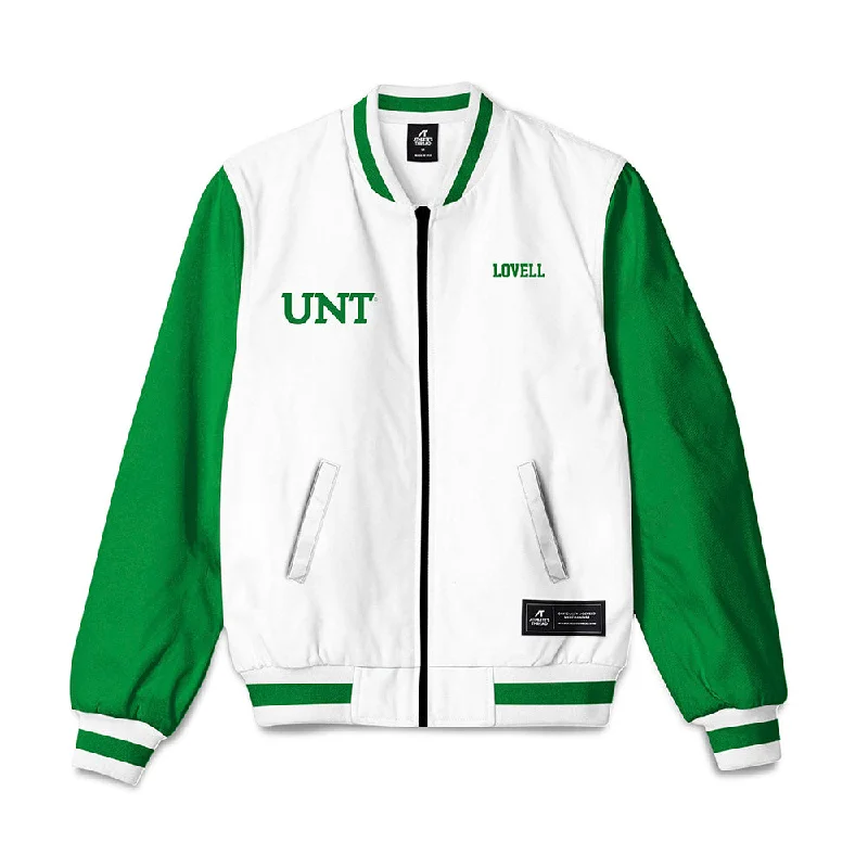North Texas - NCAA Women's Swimming & Diving : Kayleigh Lovell - Bomber Jacket Knit Fabric Woven Fabric Fleece Fabric