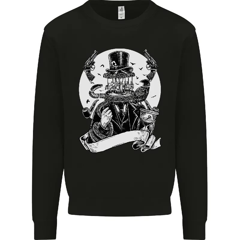 Carrousel Head Weird Man With Guns Mens Sweatshirt Jumper Hoodie with Longline Fit Extended Stylish