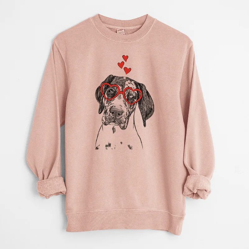 Valentine Nyx the Great Dane - Unisex Pigment Dyed Crew Sweatshirt Hoodie with Hem Raw Edge Edgy Unfinished