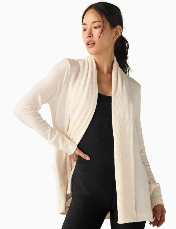 Relax Rib Cardigan - Fresh Snow Lace Blend Ribbed Blend Corduroy Blend