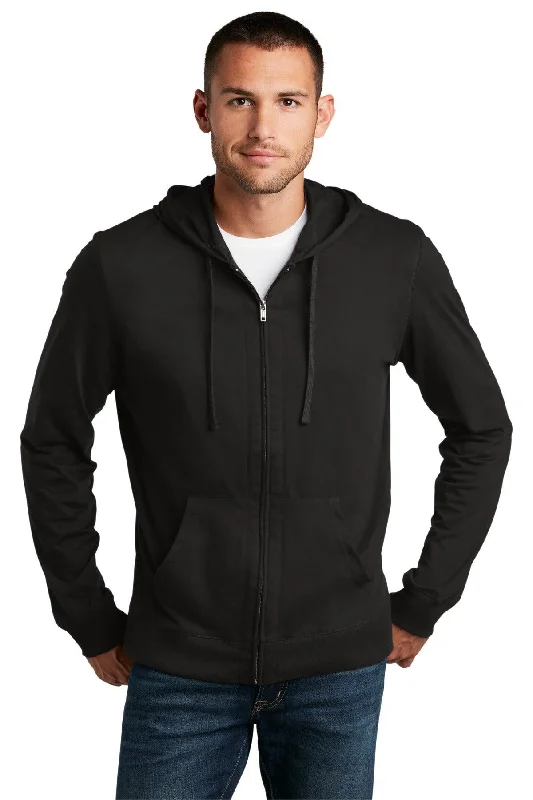 District Jersey Full-Zip Hoodie. DT1100 Hoodie with Mock Neck Collared Structured