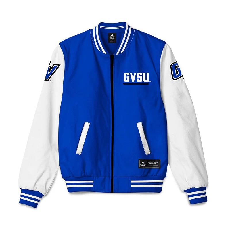 Grand Valley - NCAA Women's Track & Field : Alaina Diaz - Bomber Jacket Front Pockets Side Pockets Patch Pockets