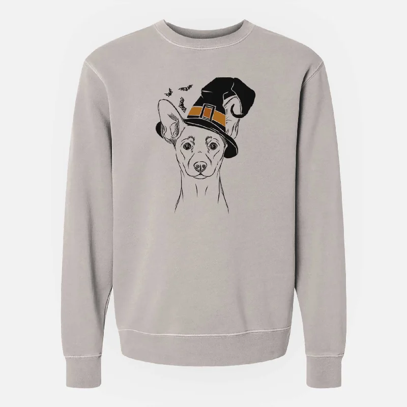 Witch Chillie the Mini Pinscher - Unisex Pigment Dyed Crew Sweatshirt Hoodie with Set-In Sleeves Structured Classic