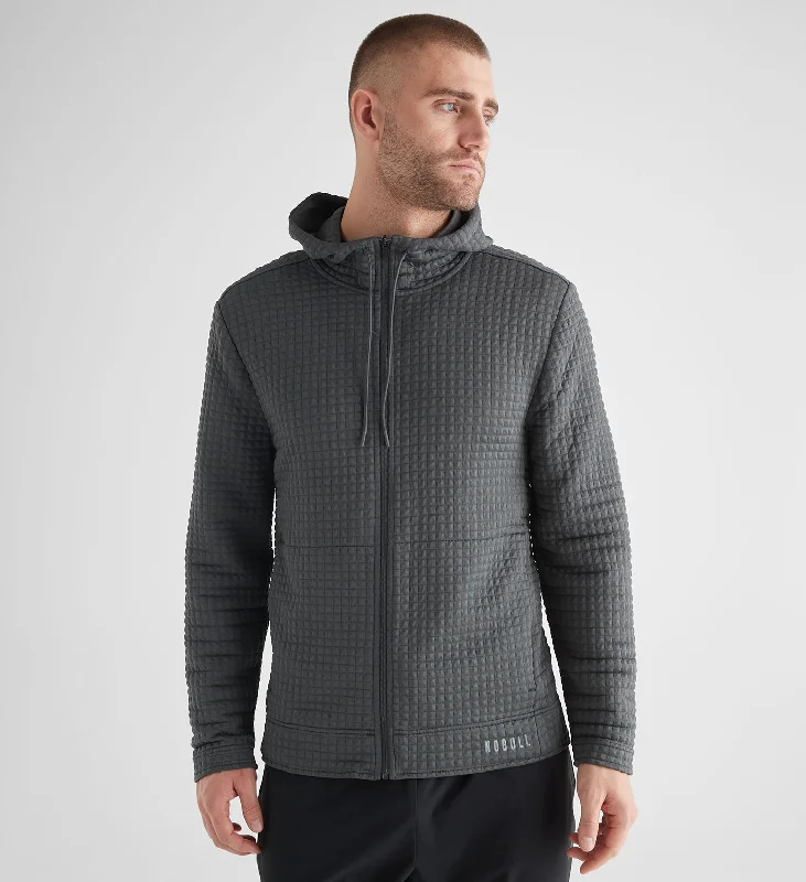 Men's Quilted Zip-Up Jacket Cardigan Sweater Pullover