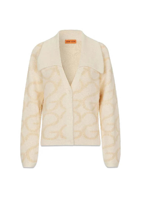 Long Sleeve Cropped Cardigan - Sg Monogram Cashmere Blend Cotton Blend Poly Blend