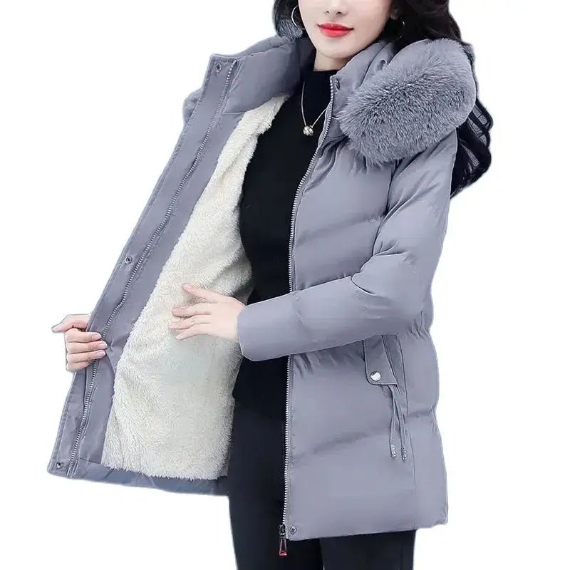 High-Grade Ladies Down Cotton-Padded Jacket Medium Long Warm Coat for Winter 2024 Plus Size Available with Velvet Lining Belted Jacket Elasticated Jacket Padded Jacket