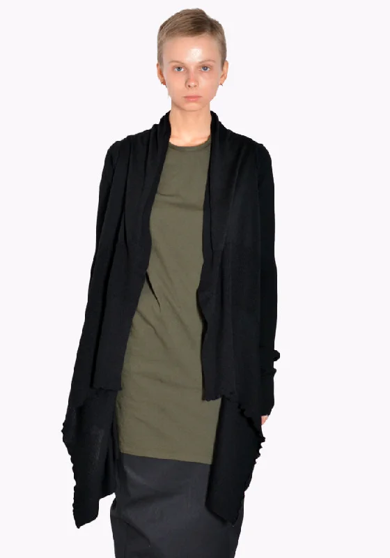 RICK OWENS RP02B6642 M MEDIUM KNIT WRAP CARDIGAN BLACK Fitted Loose Oversized