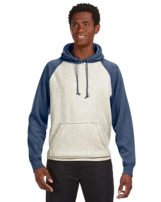 J America Adult Vintage Heather Pullover Hooded Sweatshirt JA8885 Hoodie with V-Neck Classic Versatile