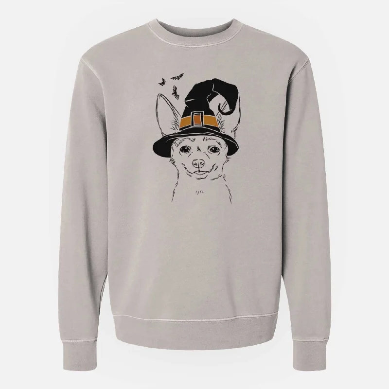 Witch Amos the Chihuahua - Unisex Pigment Dyed Crew Sweatshirt Hoodie with Sequins Glamorous Eye-catching