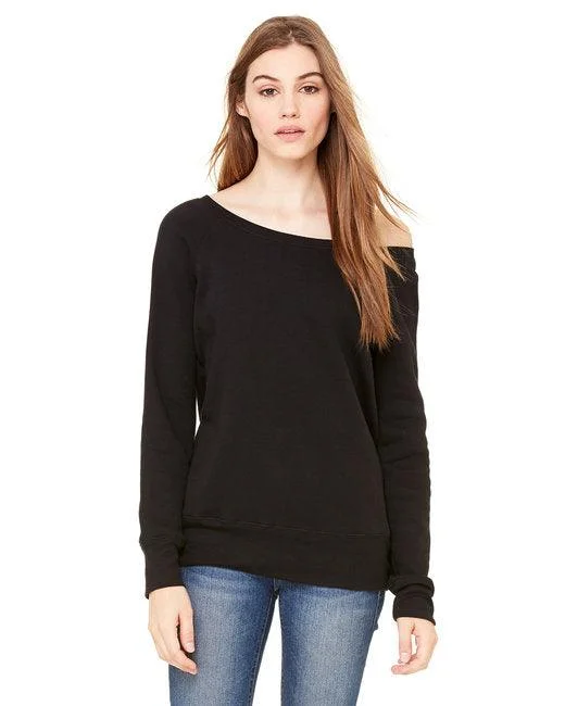 Bella + Canvas Ladies' Sponge Fleece Wide Neck Sweatshirt 7501 Hoodie with Tied Waist Feminine Flattering