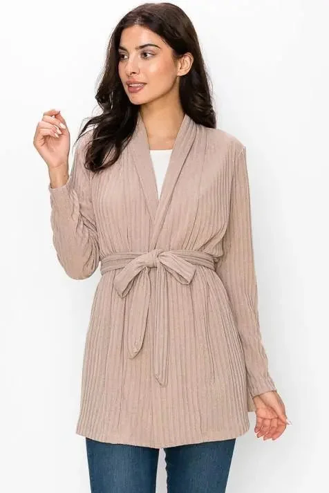 Teddy Ribbed Belted Cardigan Lace Blend Ribbed Blend Corduroy Blend