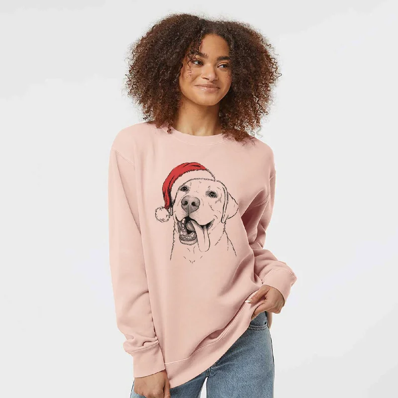 Santa Finn the Labrador Retriever - Unisex Pigment Dyed Crew Sweatshirt Hoodie with V-Neck Classic Versatile