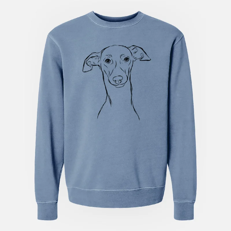 Bare Ziggie the Italian Greyhound - Unisex Pigment Dyed Crew Sweatshirt Hoodie with Monochrome Minimalist Simple
