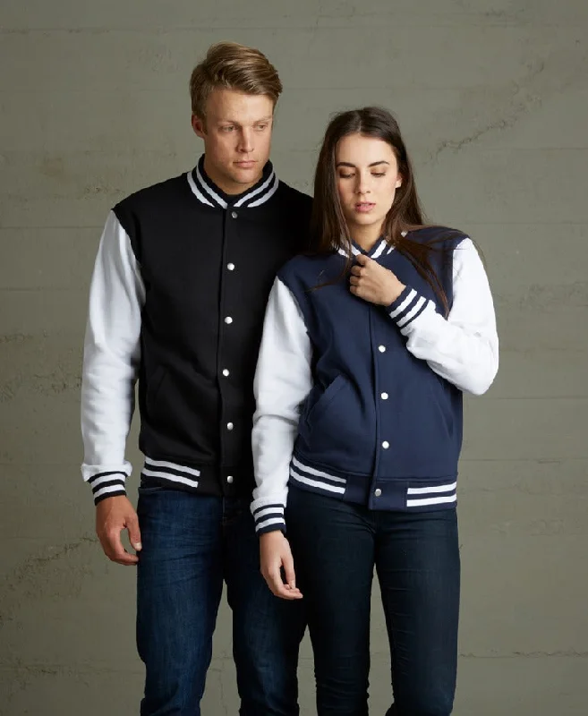 Letterman Jacket - Unisex A-Line Jacket Boat Neck Shawl Collar