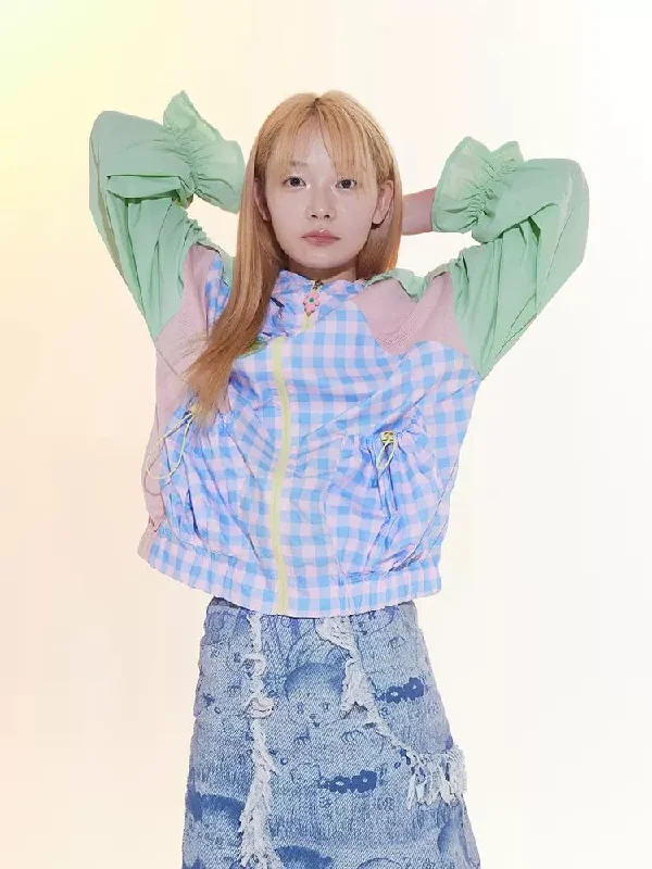 Plaid hooded jacket【s0000009056】 Nylon Jacket Polyester Jacket Spandex Jacket