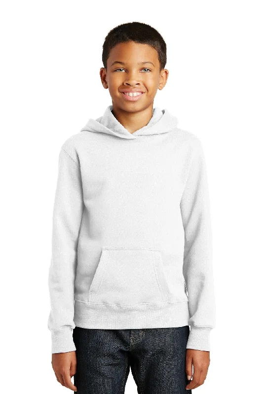 Port & Company Youth Fan Favorite Fleece Pullover Hooded Sweatshirt. PC850YH Hoodie with Front Slit Layering Stylish