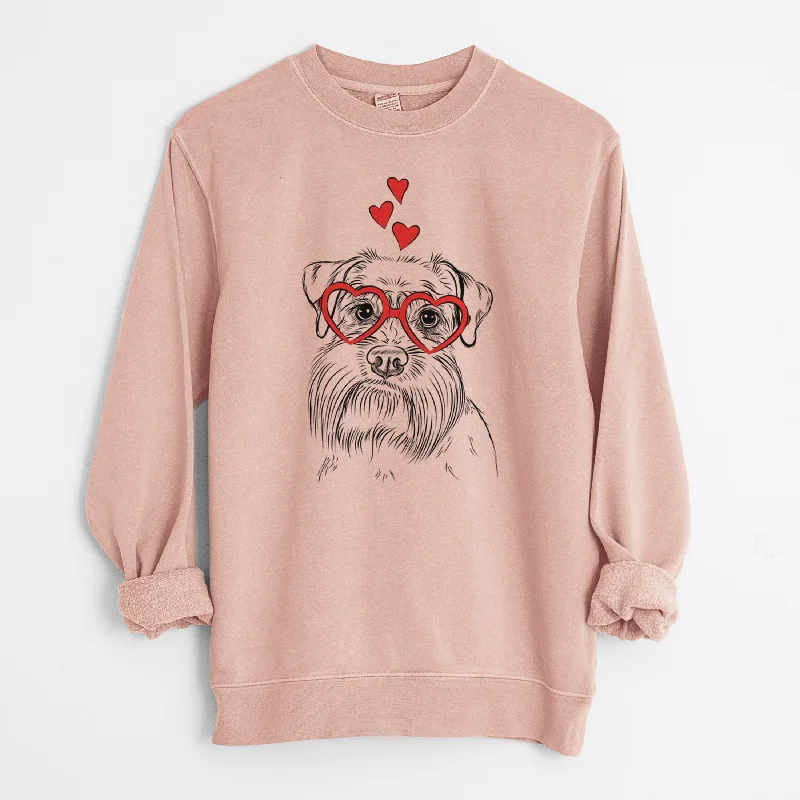 Valentine Wrigley the Schnauzer - Unisex Pigment Dyed Crew Sweatshirt Hoodie with Ribbed Neckline Snug Warm