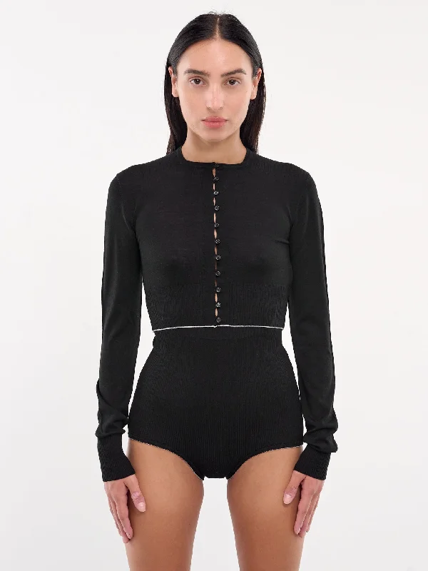 The Spiaggia Cardigan (243KN507-2323-BLACK) Chenille Fabric Brocade Fabric Lace Fabric