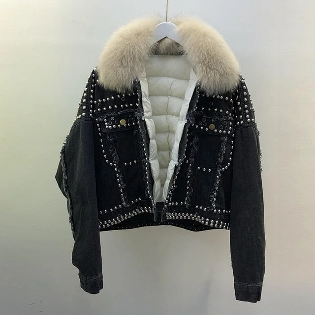 black fur collar