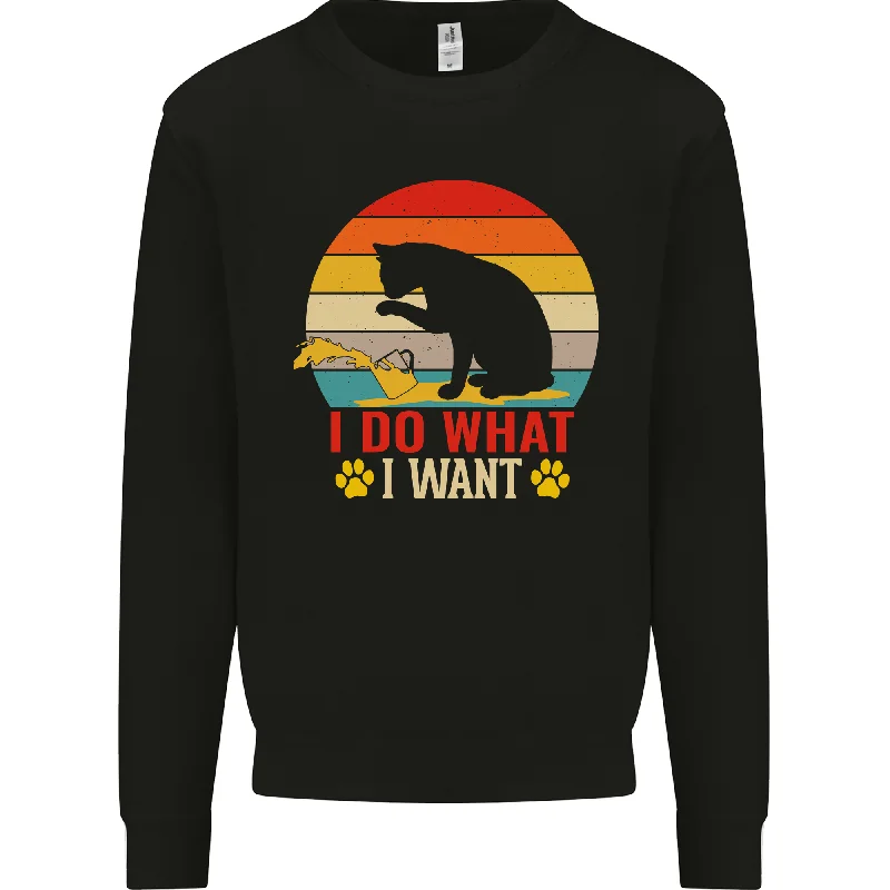 Cat I Do What I Want Funny Kitten Lover Mens Sweatshirt Jumper Hoodie with Neon Bright Vibrant