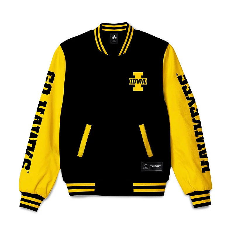 Iowa - NCAA Women's Swimming & Diving : Jenna Kerr - Bomber Jacket Fleece Fabric Down Fabric Feather Fabric