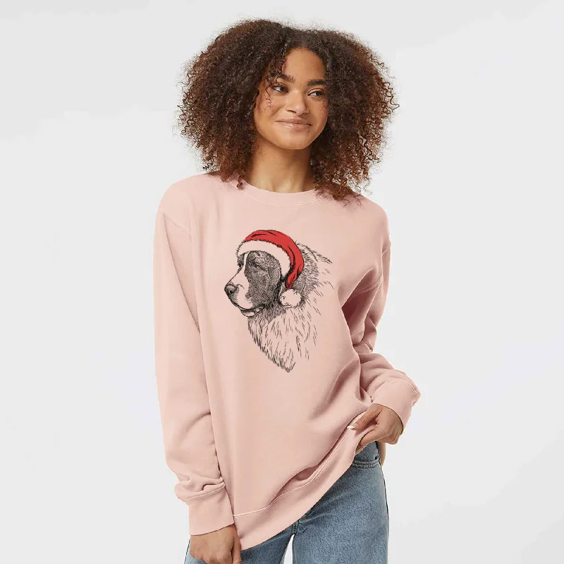 Santa Magnus the Pyrenean Mastiff - Unisex Pigment Dyed Crew Sweatshirt Hoodie with Lining Warm Insulated