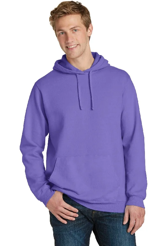 Port & Company Beach Wash Garment-Dyed Pullover Hooded Sweatshirt. PC098H Hoodie with Hem Applique Textured Unique