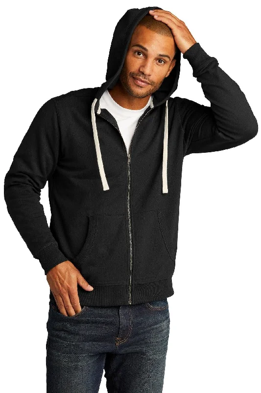 District Re-FleeceFull-Zip Hoodie DT8102 Hoodie with Rolled Sleeves Casual Relaxed