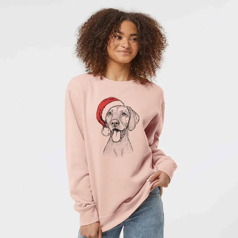 Santa Harper the Vizsla - Unisex Pigment Dyed Crew Sweatshirt Hoodie with Toggle Buttons Decorative Unique