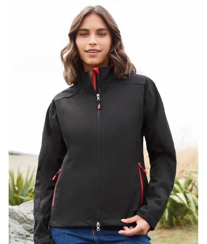 Geneva Ladies Soft Shell Jacket Welt Pockets Slit Pockets Flap Pockets