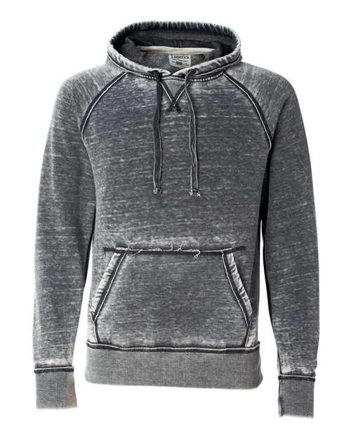 J. America Vintage Zen Fleece Hooded Sweatshirt 8915 Hoodie with Hem Embroidery Detailed Premium