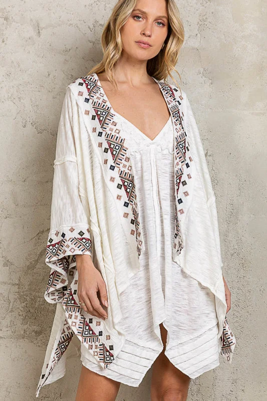 Stassi Embroidered Cardigan Terry Terry Cloth Terry Knit