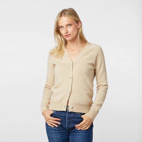 Kerri Rosenthal - Willie Cashmere Cardigan Camel Notch Collar Peter Pan Collar Cowl Neck