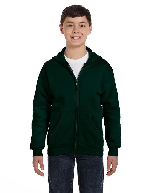 Hanes Youth 7.8 oz. EcoSmart  50/50 Full-Zip Hooded Sweatshirt P480 Hoodie with Drawstring Waist Adjustable Fitted