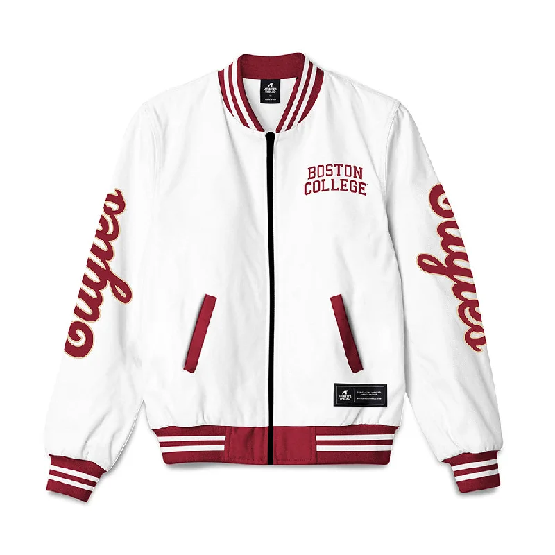 Boston College - NCAA Women's Swimming & Diving : Katie Drumm - Bomber Jacket Lace Jacket Ribbed Jacket Sequined Jacket