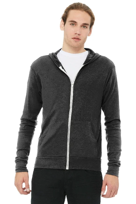 BELLA+CANVAS  Unisex Triblend Full-Zip Lightweight Hoodie. BC3939 Hoodie with High-Low Hem Asymmetrical Trendy