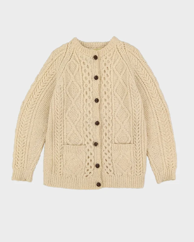 Vintage 1980s Hand Knitted Wool Cardigan - M Machine Wash Dry Clean Hand Wash