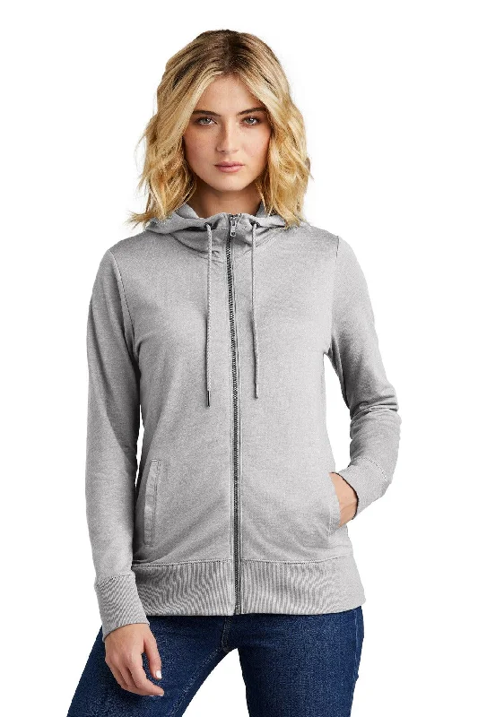 District Women's Featherweight French Terry Full-Zip Hoodie DT673 Hoodie with Drawcord Adjustable Secure