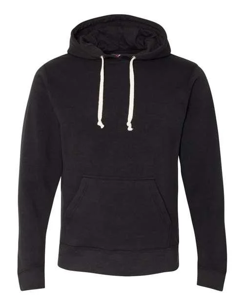 J. America Triblend Fleece Hooded Sweatshirt 8871 Hoodie with Hem Contrast Bold Stylish