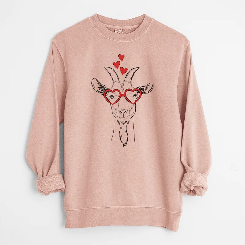 Valentine Gunnar the Goat - Unisex Pigment Dyed Crew Sweatshirt Hoodie with Camouflage Military Edgy