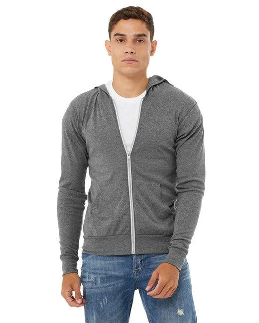 Bella + Canvas Unisex Triblend Full-Zip Lightweight Hoodie 3939 Hoodie with Sequins Glamorous Eye-catching