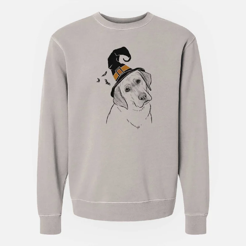 Witch Stella the Yellow Lab - Unisex Pigment Dyed Crew Sweatshirt Hoodie with Tied Waist Feminine Flattering